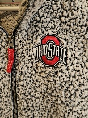 Ohio State Sherpa Zip Vest Women's Black And White